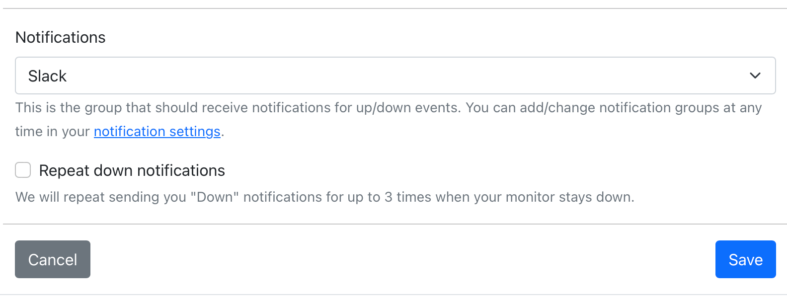 Select notification group