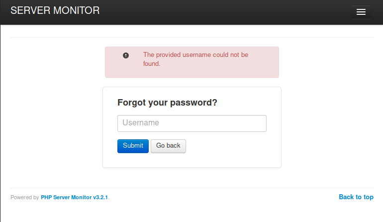 PHP Server Monitor username enumeration - fail