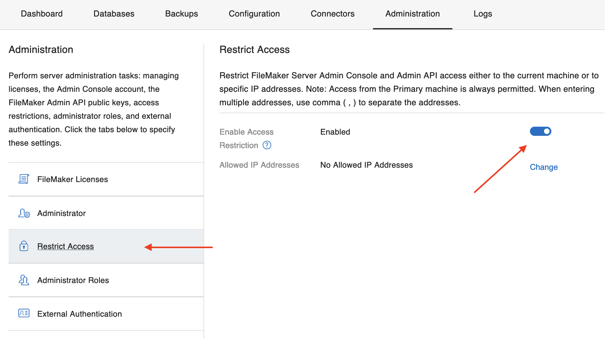 Configuring access restrictions