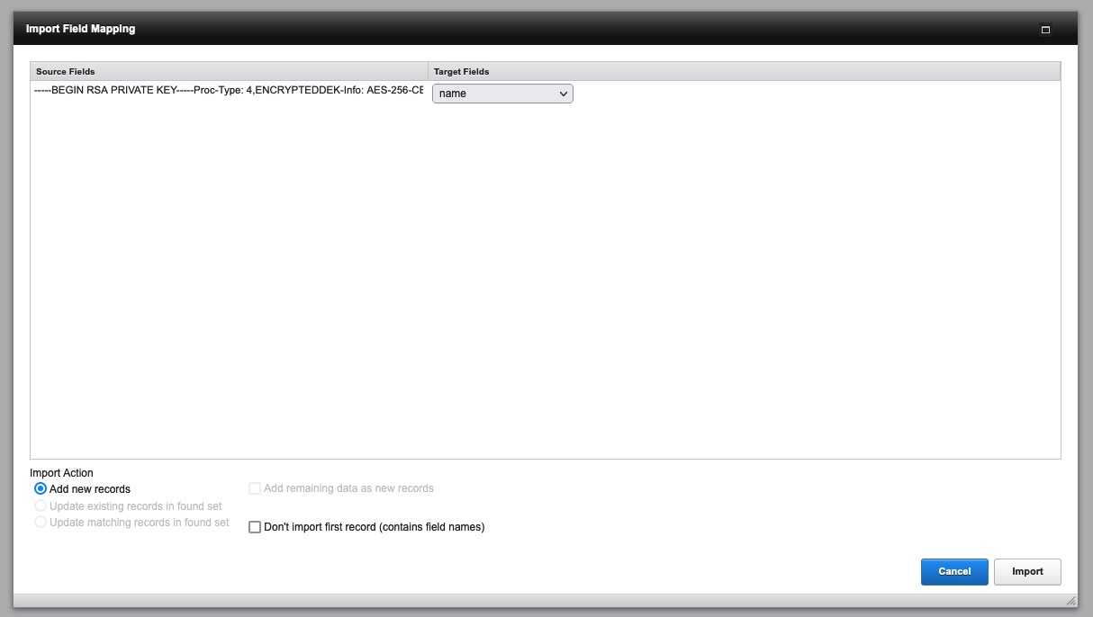 Local file contents in import mapping