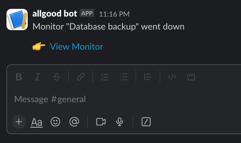 Bot message in Slack