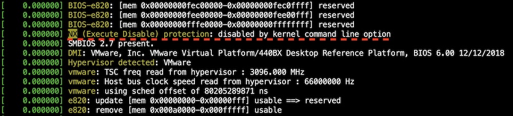 dmesg output