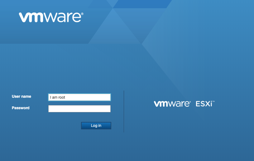 ESXi login screen