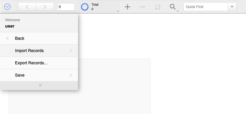 Selecting &ldquo;Import Records&rdquo; from the toolbar