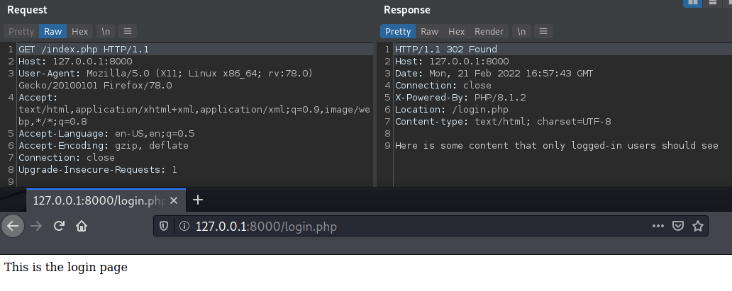 Looking at the 302 response